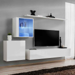 Paris Prix Meuble TV Mural Design "Switch XV" 260cm Blanc
