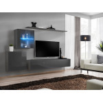 Paris Prix Meuble TV Mural Design "Switch XV" 260cm Gris