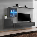 paris prix Meuble TV Mural Design "Switch XV" 260cm Gris