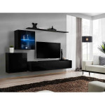 Paris Prix Meuble TV Mural Design "Switch XV" 260cm Noir