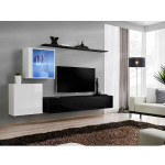 Paris Prix Meuble TV Mural Design "Switch XV" 260cm Noir & Blanc