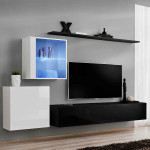 paris prix Meuble TV Mural Design "Switch XV" 260cm Noir & Blanc
