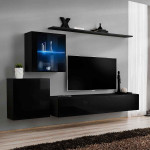 paris prix Meuble TV Mural Design "Switch XV" 260cm Noir