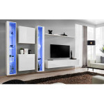 Paris Prix Meuble TV Mural Design "Switch XVI" 330cm Blanc