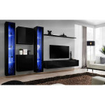Paris Prix Meuble TV Mural Design "Switch XVI" 330cm Noir