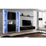 Paris Prix Meuble TV Mural Design "Switch XVI" 330cm Noir & Blanc