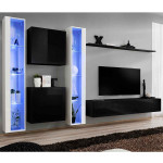 paris prix Meuble TV Mural Design "Switch XVI" 330cm Noir & Blanc