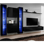 paris prix Meuble TV Mural Design "Switch XVI" 330cm Noir