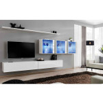 Paris Prix Meuble TV Mural Design "Switch XVII" 340cm Blanc