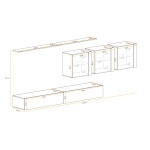 Paris Prix Meuble TV Mural Design "Switch XVII" 340cm Blanc