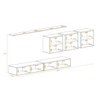 Paris Prix Meuble TV Mural Design "Switch XVII" 340cm Blanc