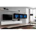 Paris Prix Meuble TV Mural Design "Switch XVII" 340cm Blanc & Noir