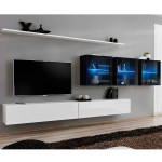 paris prix Meuble TV Mural Design "Switch XVII" 340cm Blanc & Noir