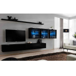 Paris Prix Meuble TV Mural Design "Switch XVII" 340cm Noir