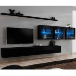 paris prix Meuble TV Mural Design "Switch XVII" 340cm Noir