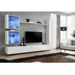 Paris Prix Meuble TV Mural Design "Switch XVIII" 280cm Blanc