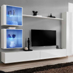 paris prix Meuble TV Mural Design "Switch XVIII" 280cm Blanc