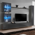 paris prix Meuble TV Mural Design "Switch XVIII" 280cm Gris