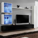 Paris Prix Meuble TV Mural Design "Switch XVIII" 280cm Noir & Blanc