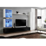 Paris Prix Meuble TV Mural Design "Switch XVIII" 280cm Noir & Blanc
