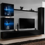 paris prix Meuble TV Mural Design "Switch XVIII" 280cm Noir