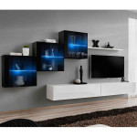 paris prix Meuble TV Mural Design "Switch XX" 330cm Blanc & Noir