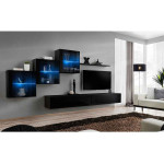 Paris Prix Meuble TV Mural Design "Switch XX" 330cm Noir