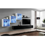 Paris Prix Meuble TV Mural Design "Switch XX" 330cm Noir & Blanc