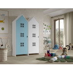 Paris Prix Pack - 2 Armoires Enfant "Casami Bruges" 171cm Bleu & Blanc