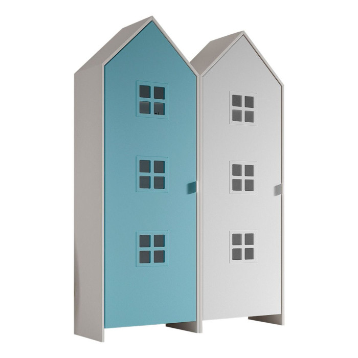 Paris Prix Pack - 2 Armoires Enfant "Casami Bruges" 171cm Bleu & Blanc