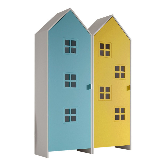 Paris Prix Pack - 2 Armoires Enfant "Casami Bruges" 171cm Bleu & Jaune