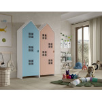 Paris Prix Pack - 2 Armoires Enfant "Casami Bruges" 171cm Bleu & Rose