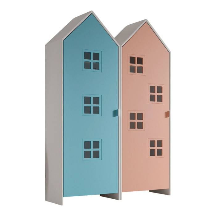 Paris Prix Pack - 2 Armoires Enfant "Casami Bruges" 171cm Bleu & Rose