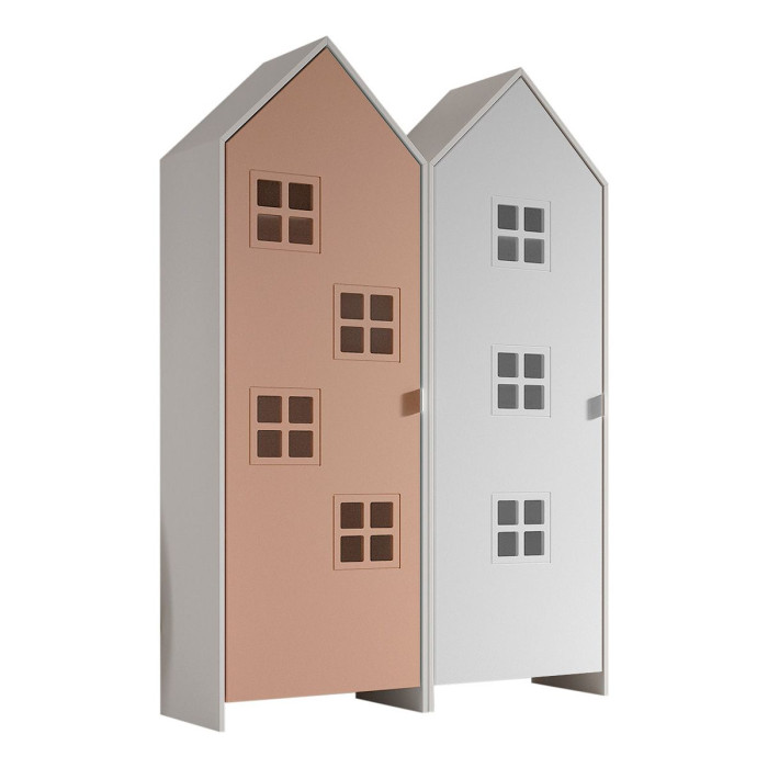 Paris Prix Pack - 2 Armoires Enfant "Casami Bruges" 171cm Rose & Blanc