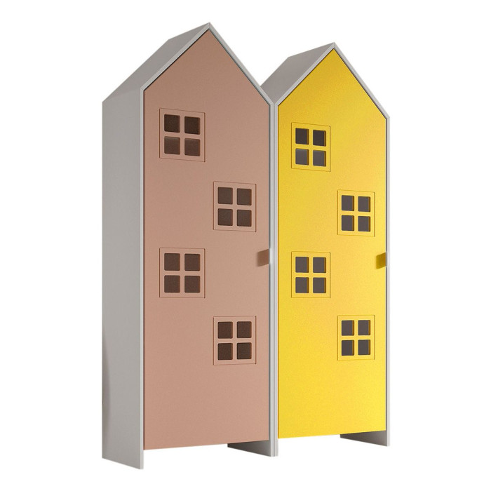 Paris Prix Pack - 2 Armoires Enfant "Casami Bruges" 171cm Rose & Jaune