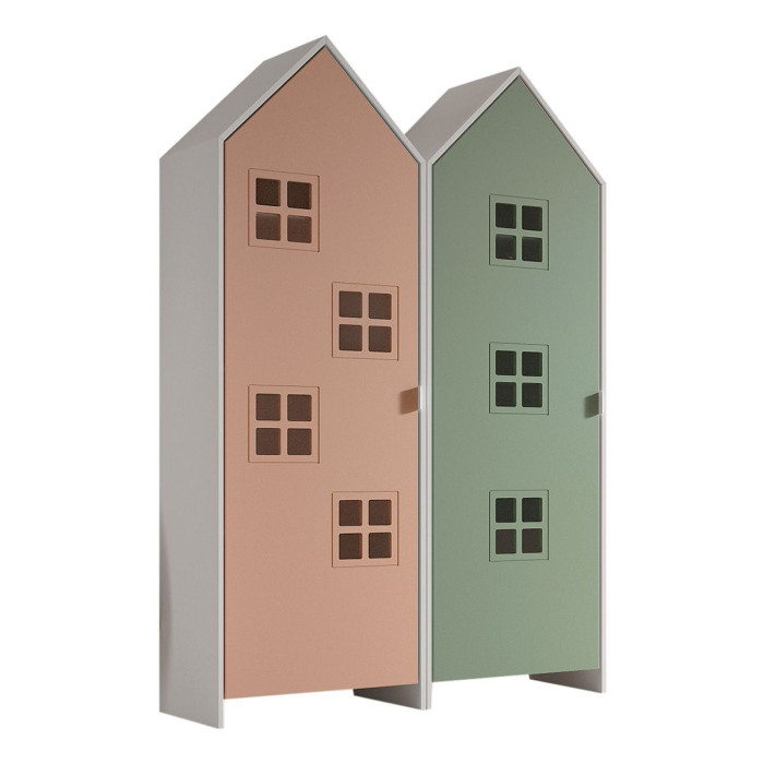 Paris Prix Pack - 2 Armoires Enfant "Casami Bruges" 171cm Rose & Vert