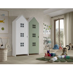 Paris Prix Pack - 2 Armoires Enfant "Casami Bruges" 171cm Vert & Blanc