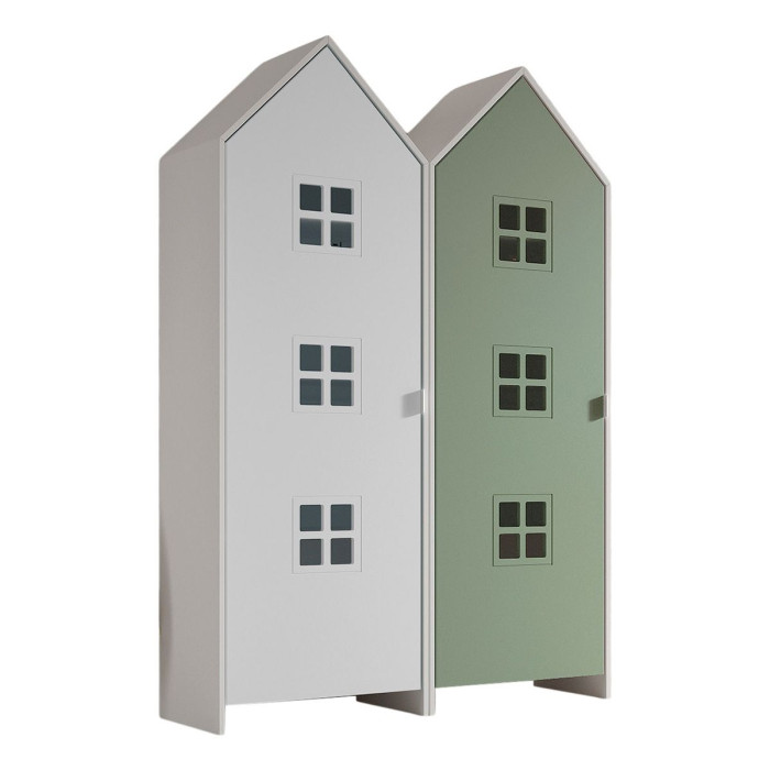 Paris Prix Pack - 2 Armoires Enfant "Casami Bruges" 171cm Vert & Blanc