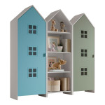 paris prix Pack - Étagère & 2 Armoires "Casami Bruges" 171cm Bleu Blanc & Vert
