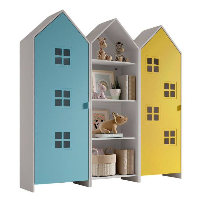 Paris Prix Pack - Étagère & 2 Armoires "Casami Bruges" 171cm Bleu Blanc & Jaune