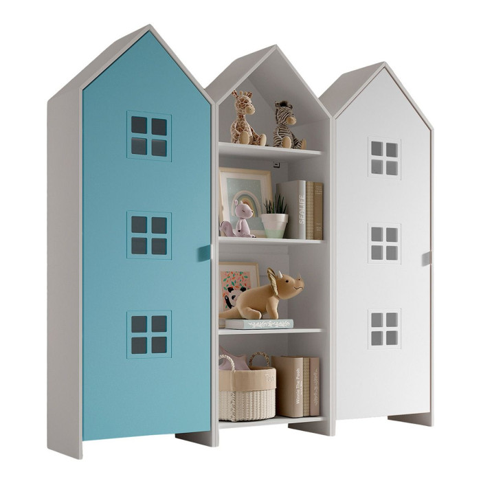 Paris Prix Pack - Étagère & 2 Armoires "Casami Bruges" 171cm Bleu & Blanc