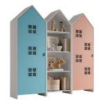 paris prix Pack - Étagère & 2 Armoires "Casami Bruges" 171cm Bleu Blanc & Rose