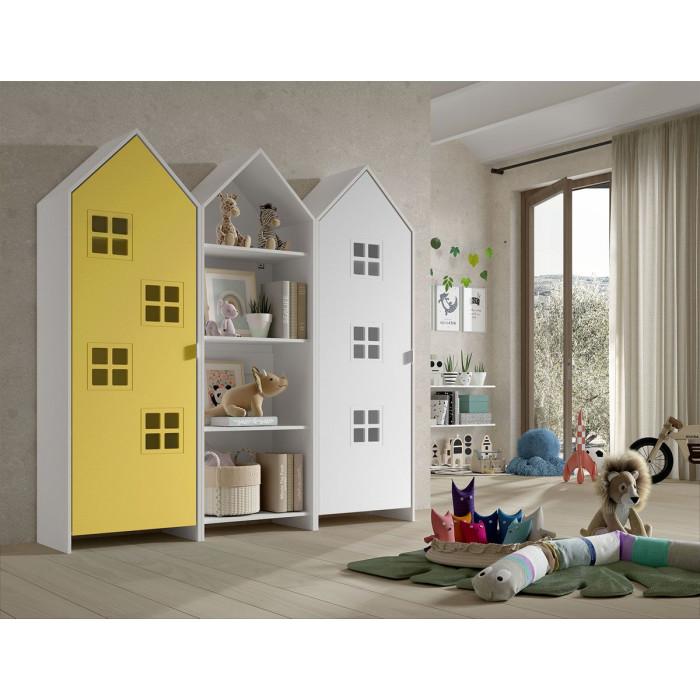 Paris Prix Pack - Étagère & 2 Armoires "Casami Bruges" 171cm Jaune & Blanc