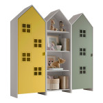 paris prix Pack - Étagère & 2 Armoires "Casami Bruges" 171cm Jaune Blanc & Vert