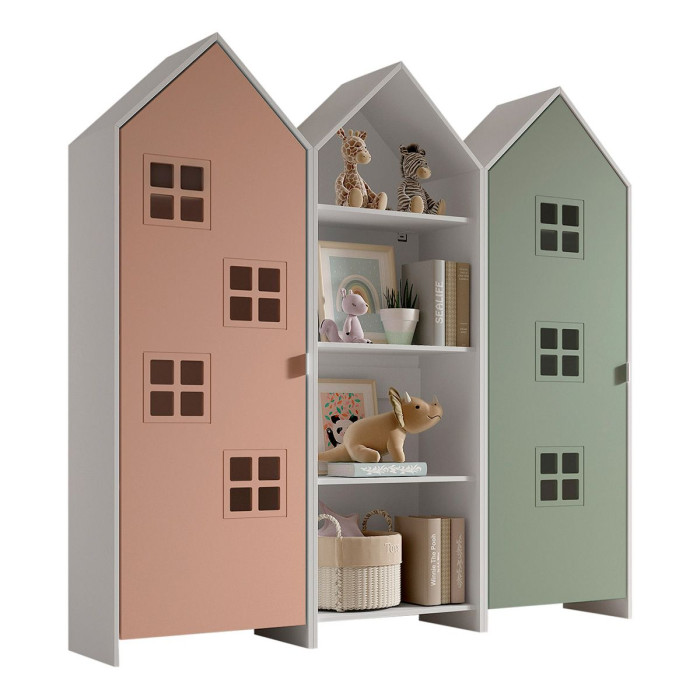 Paris Prix Pack - Étagère & 2 Armoires "Casami Bruges" 171cm Rose Blanc & Vert