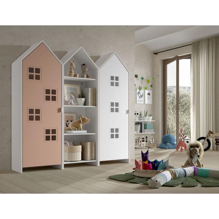 Paris Prix Pack - Étagère & 2 Armoires "Casami Bruges" 171cm Rose & Blanc