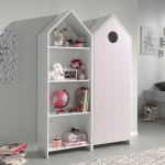paris prix Pack - Étagère & Armoire 4 Niveaux "Casami" 171cm Blanc & Rose
