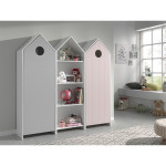 paris prix Pack - Étagère Enfant & 2 Armoires "Casami" Blanc Gris & Rose