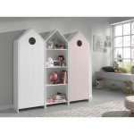 paris prix Pack - Étagère Enfant & 2 Armoires "Casami" Blanc & Rose
