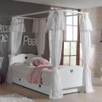 paris prix Pack - Lit à Baldaquin Enfant Sommier Tiroir & Voile "Amori" 90x200cm Blanc